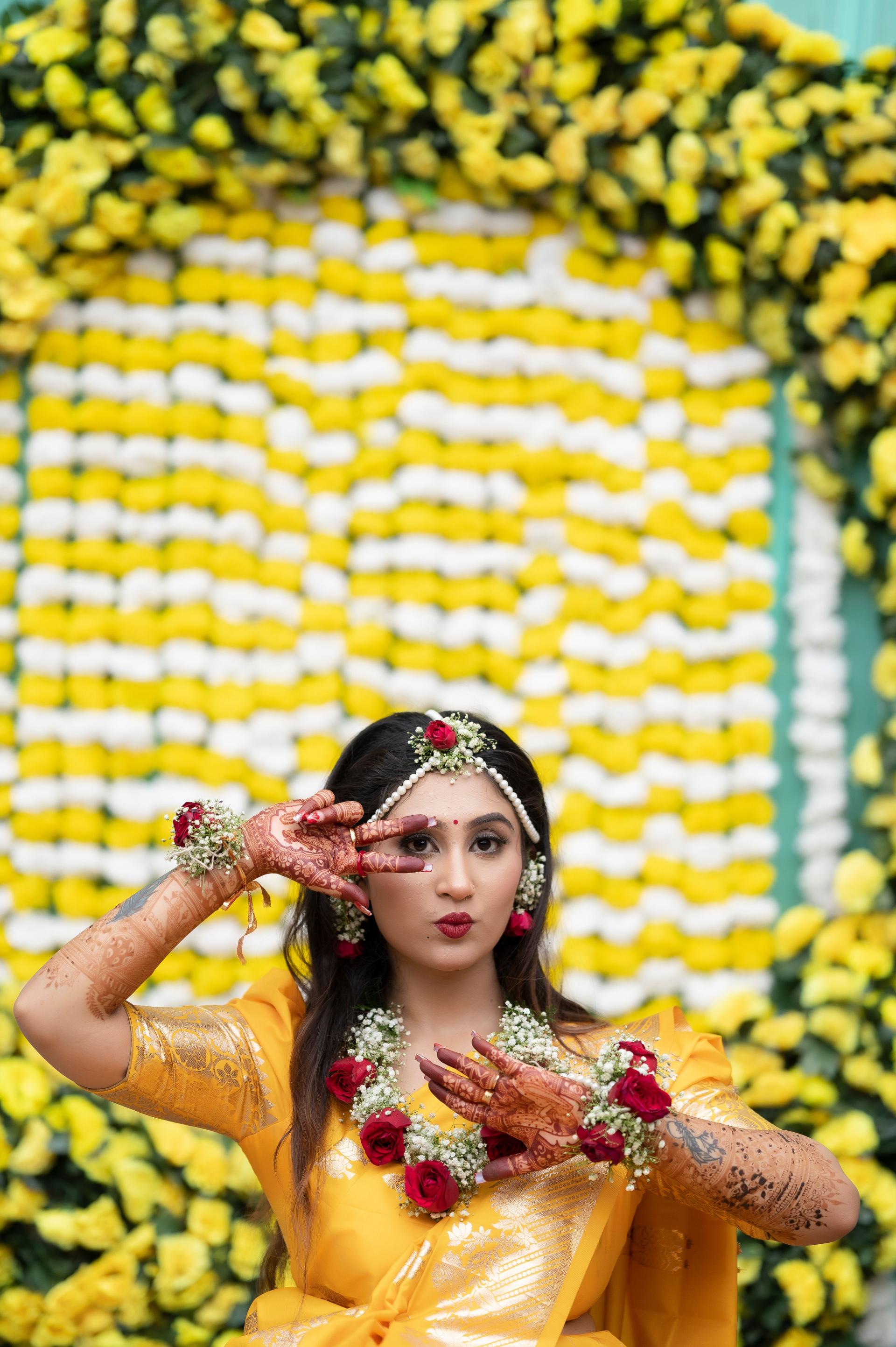 Abstract floral composition representing Bhagwati's bridal floral jewellery