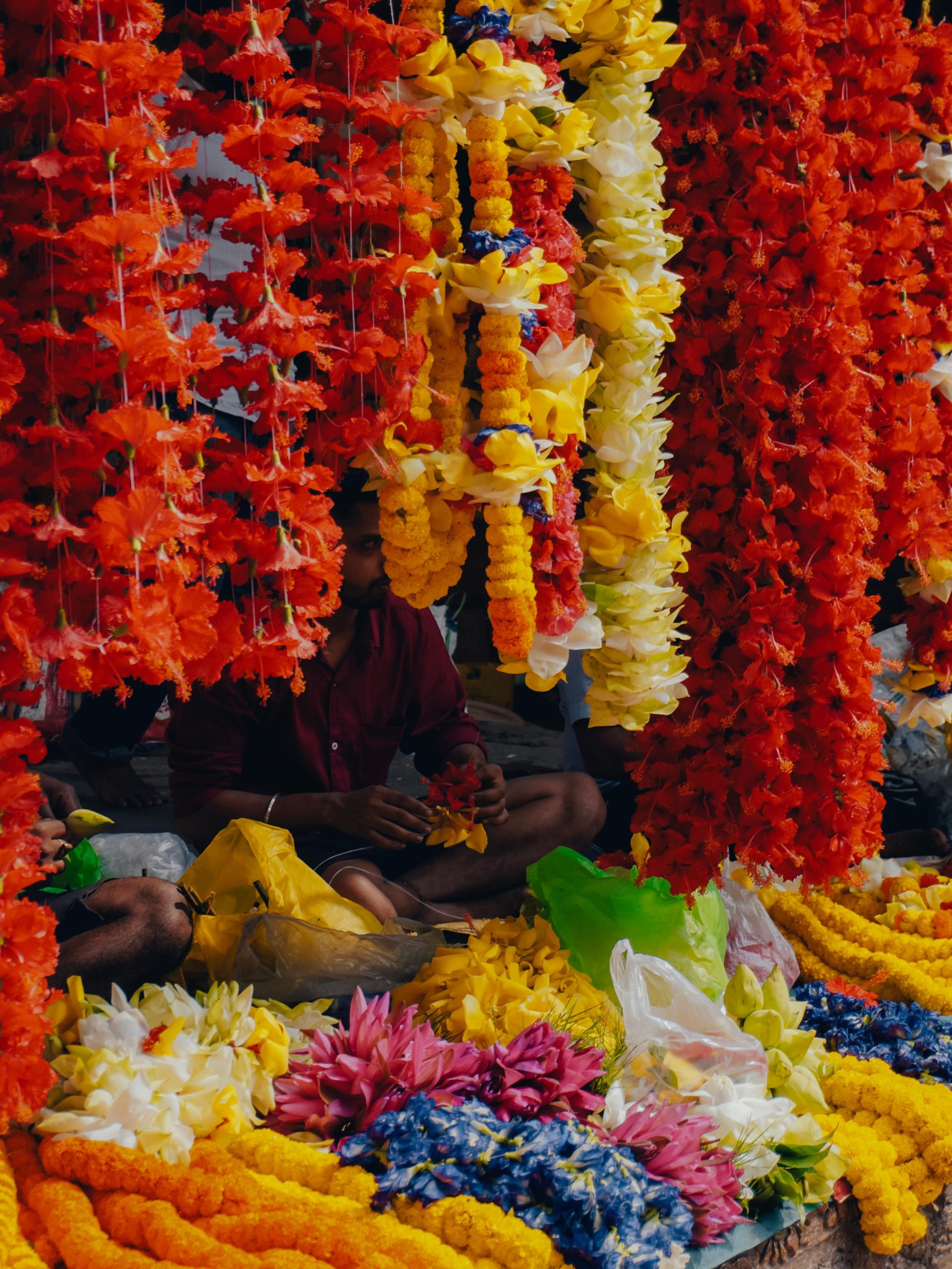 Abstract floral composition representing Bhagwati's custom floral designs