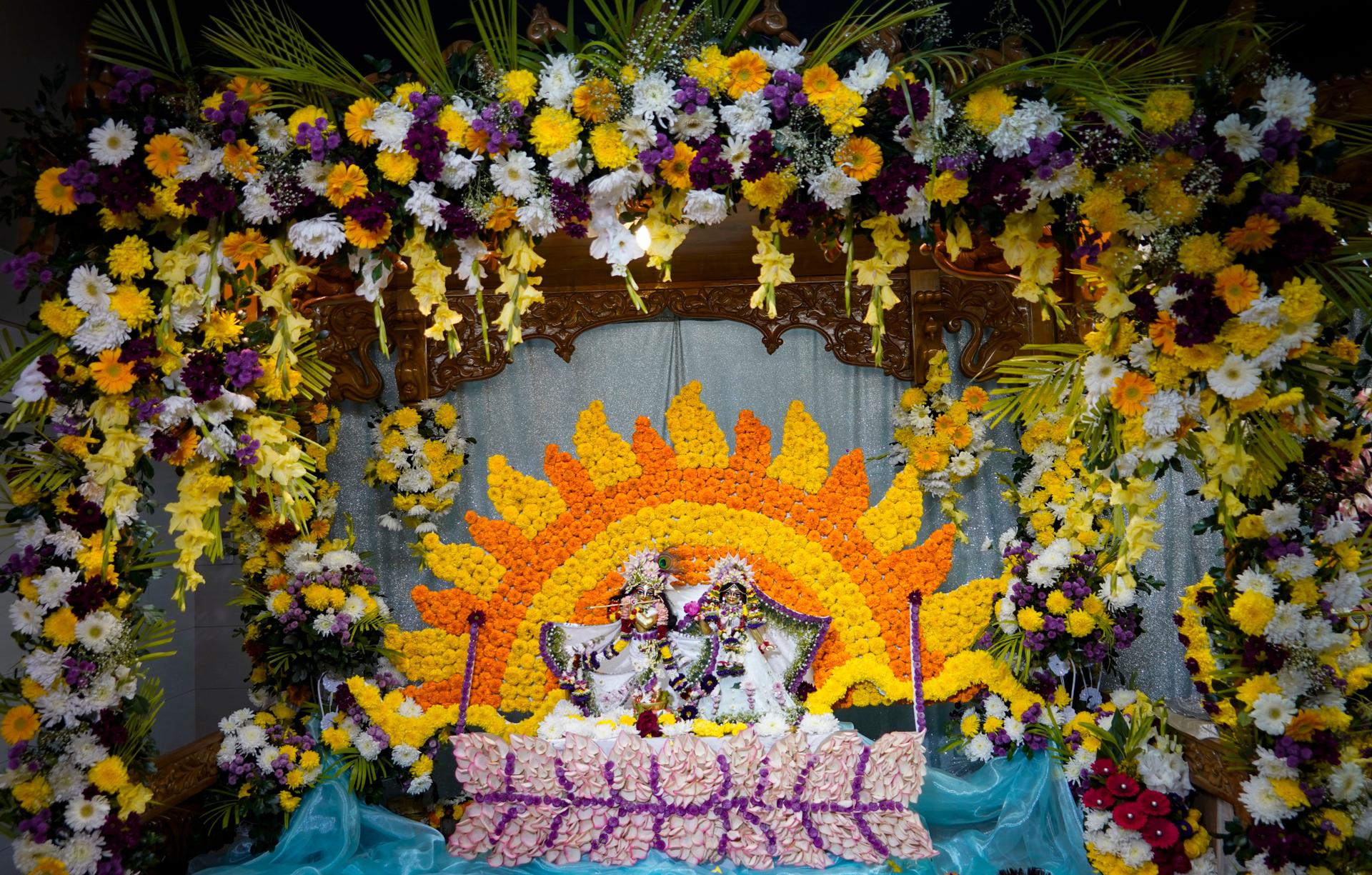 Traditional festival floral decoration styled by Bhagwati