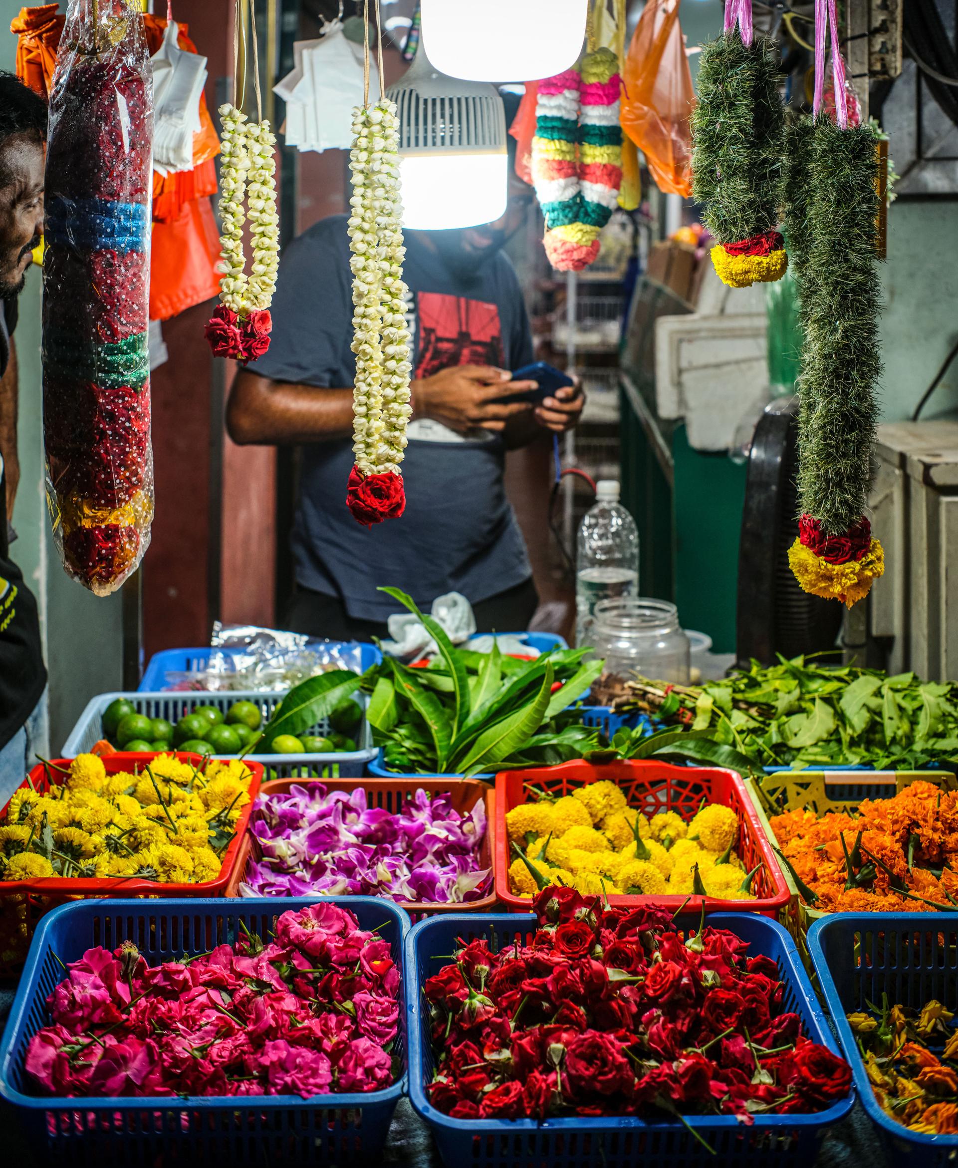 Abstract floral composition representing Bhagwati's religious flowers collection