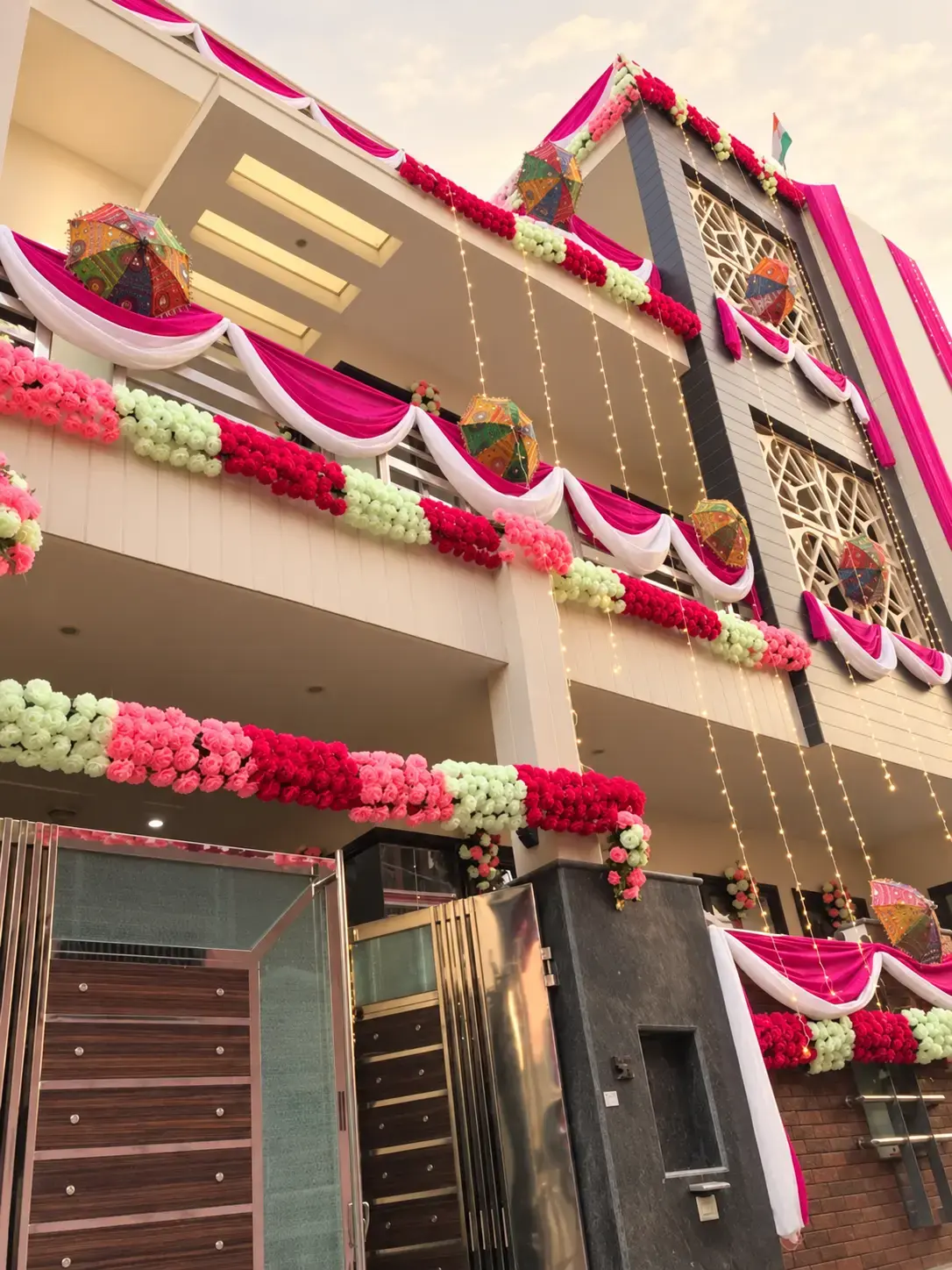 Floral decoration at a family celebration venue